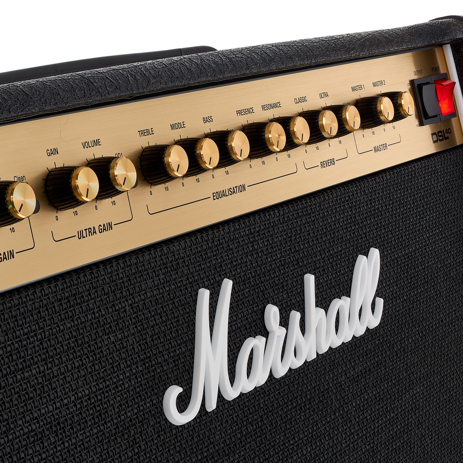 Marshall logo and potentiometers