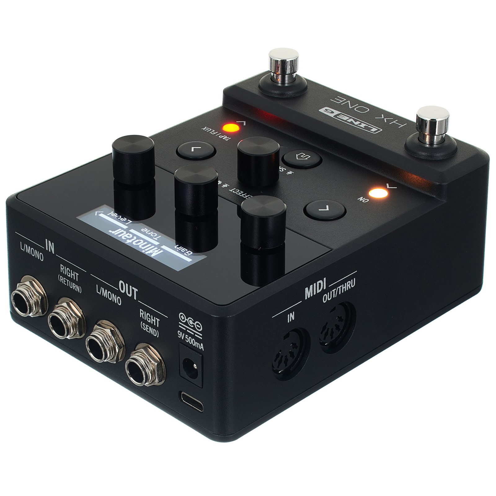 Rückseite des Line6 HX One mit Anschlüssen