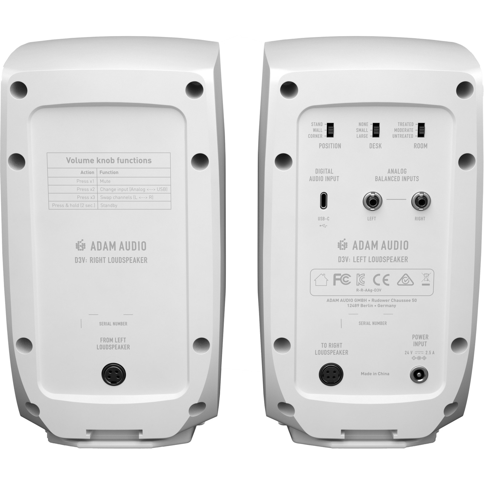 Face arrière de l'ADAM Audio D3V White