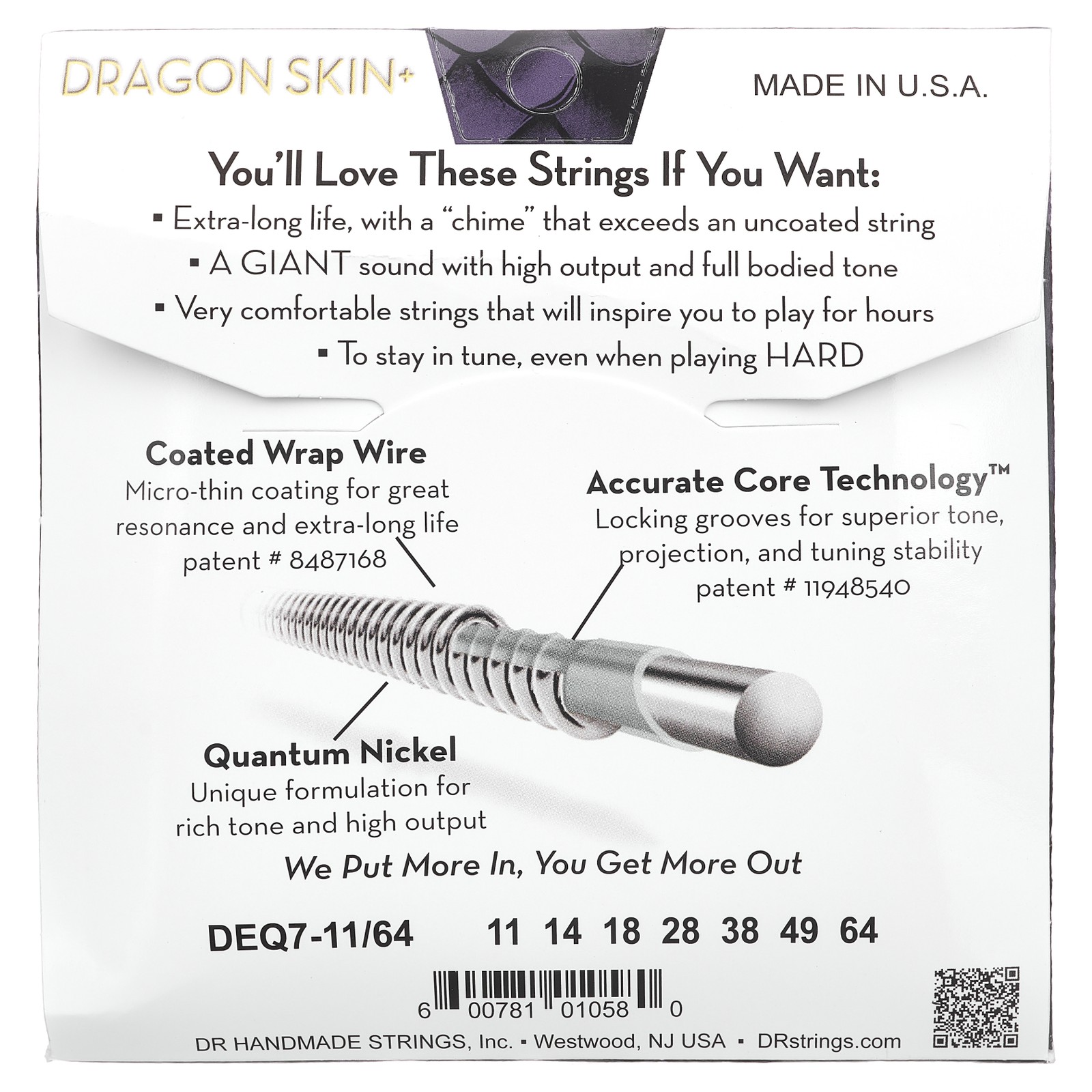 Verpackung der DR Strings Dragon Skin+ DEQ-7/1164 Coated
