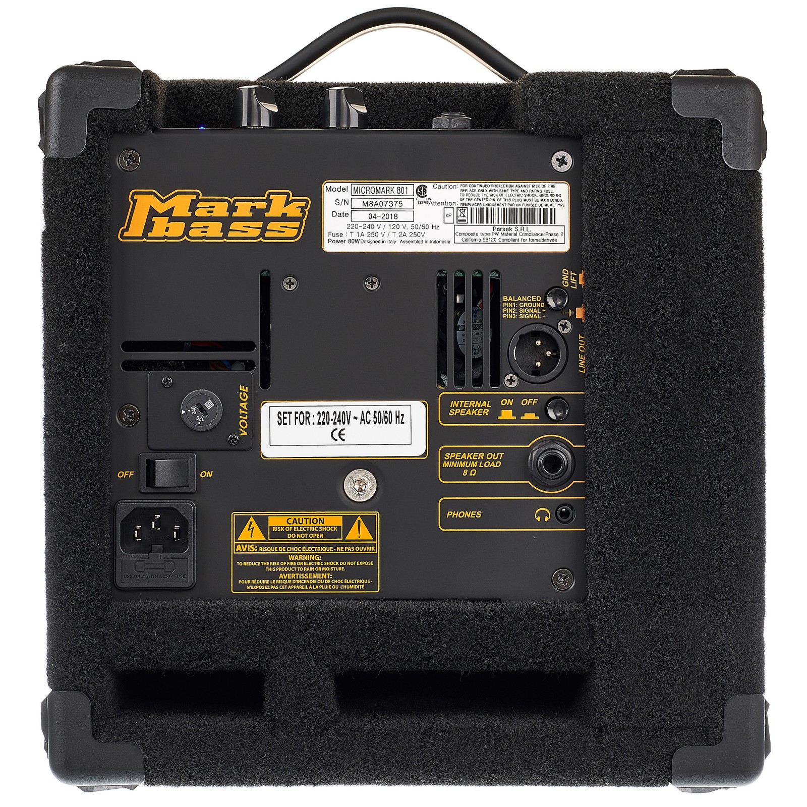 Markbass Micromark 801 Bass Combo Amplifier - back