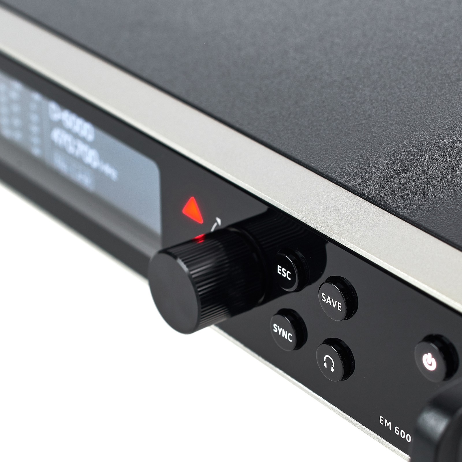 Controlls on the Sennheiser EM 6000 Dante 2 2-Channel Digital Receiver