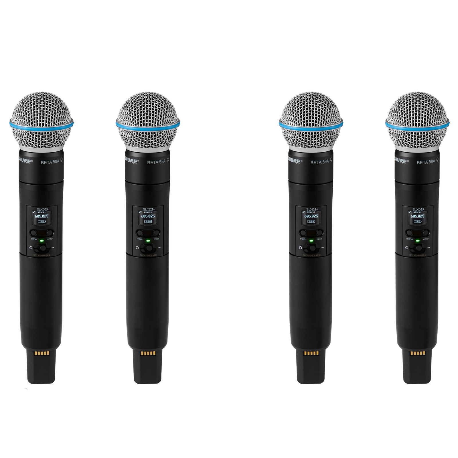 4 digitale UHF-Handsender Shure SLXD2+/Beta58 K55