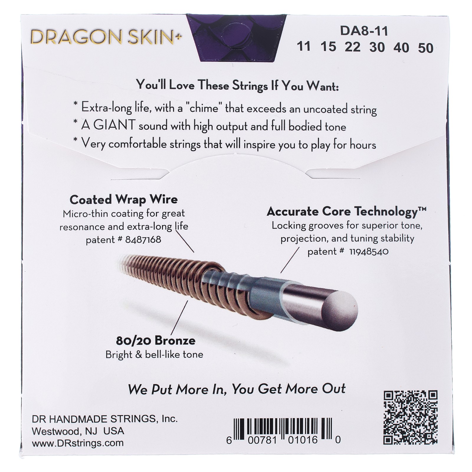 Verpackung der DR Strings Dragon Skin+ DA8-11 Coated