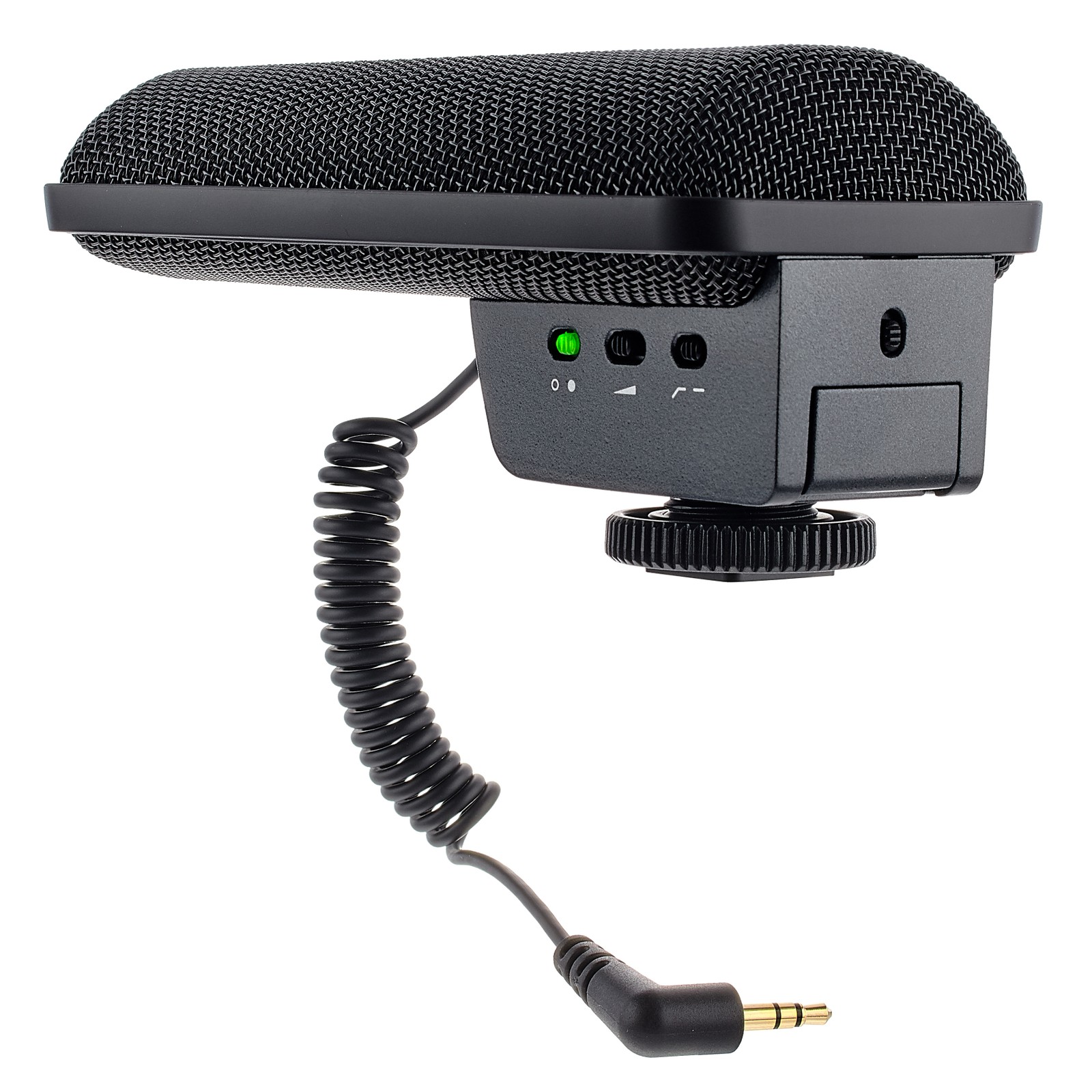 Knöpfe, LED und Batteriefach von schräg hinten am Sennheiser MKE 440