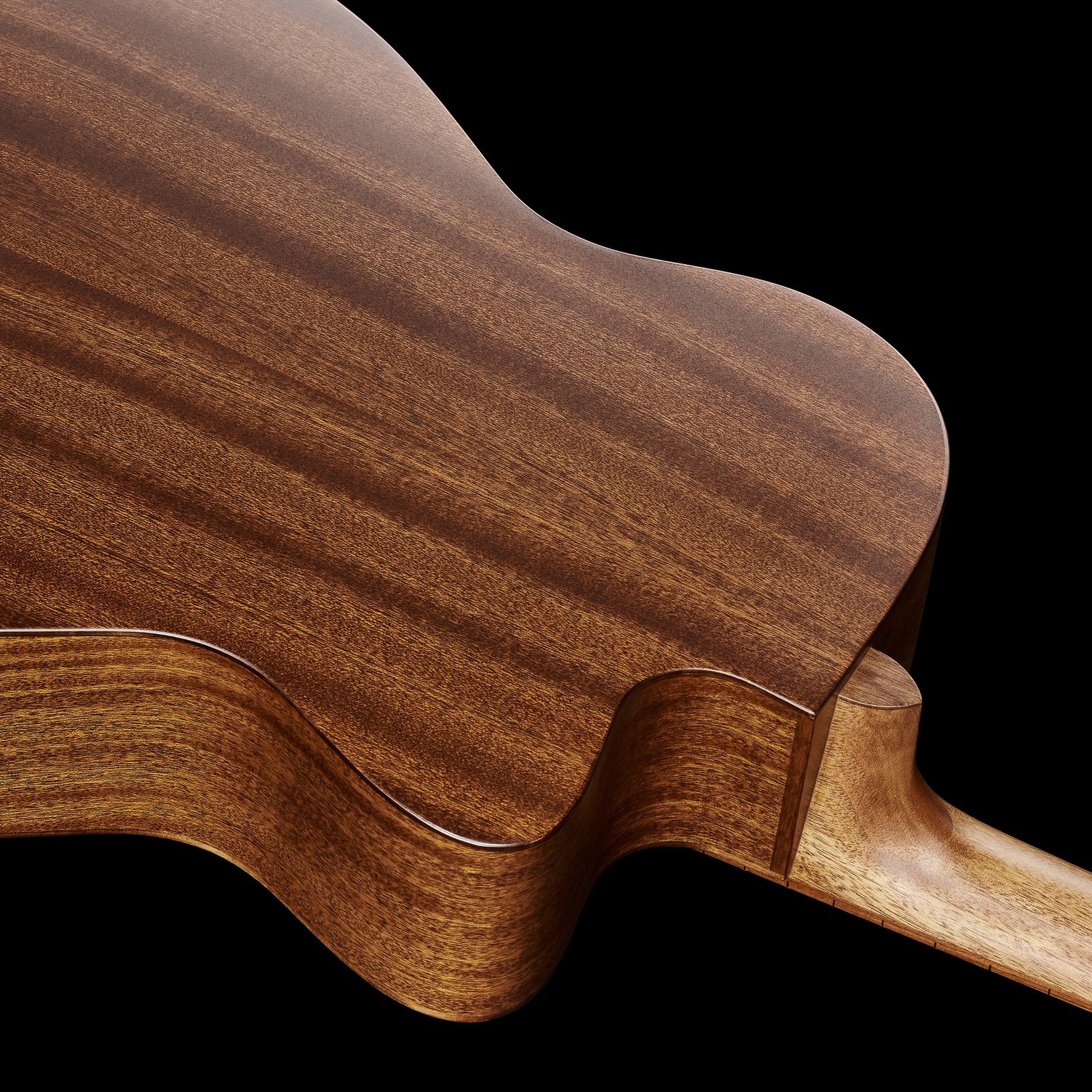 sapele mahogany back and sides of the Harley Benton Custom Line CLA-15MCE LH