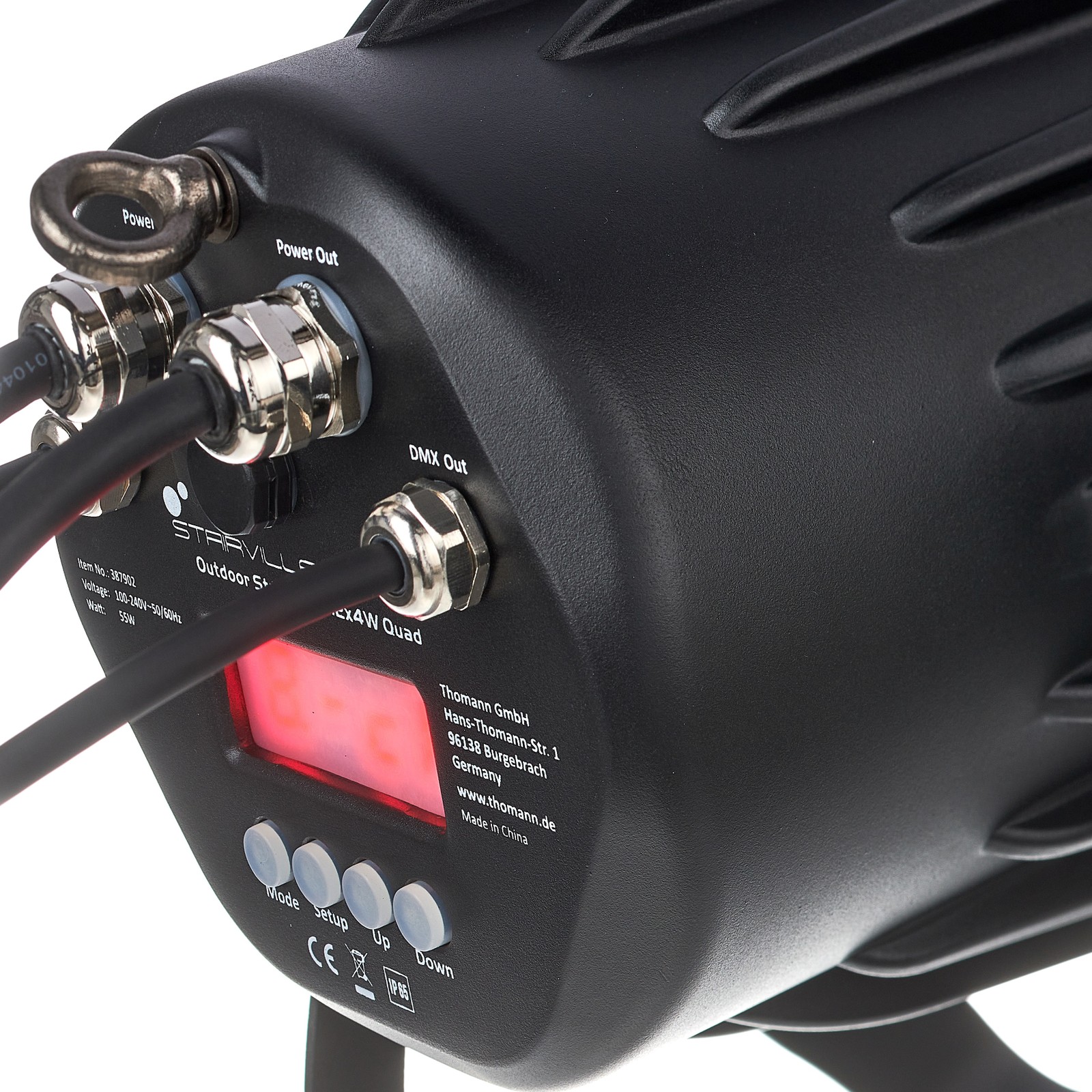 Schermo e connessioni del Stairville Outdoor Stage Par 12x4W Quad