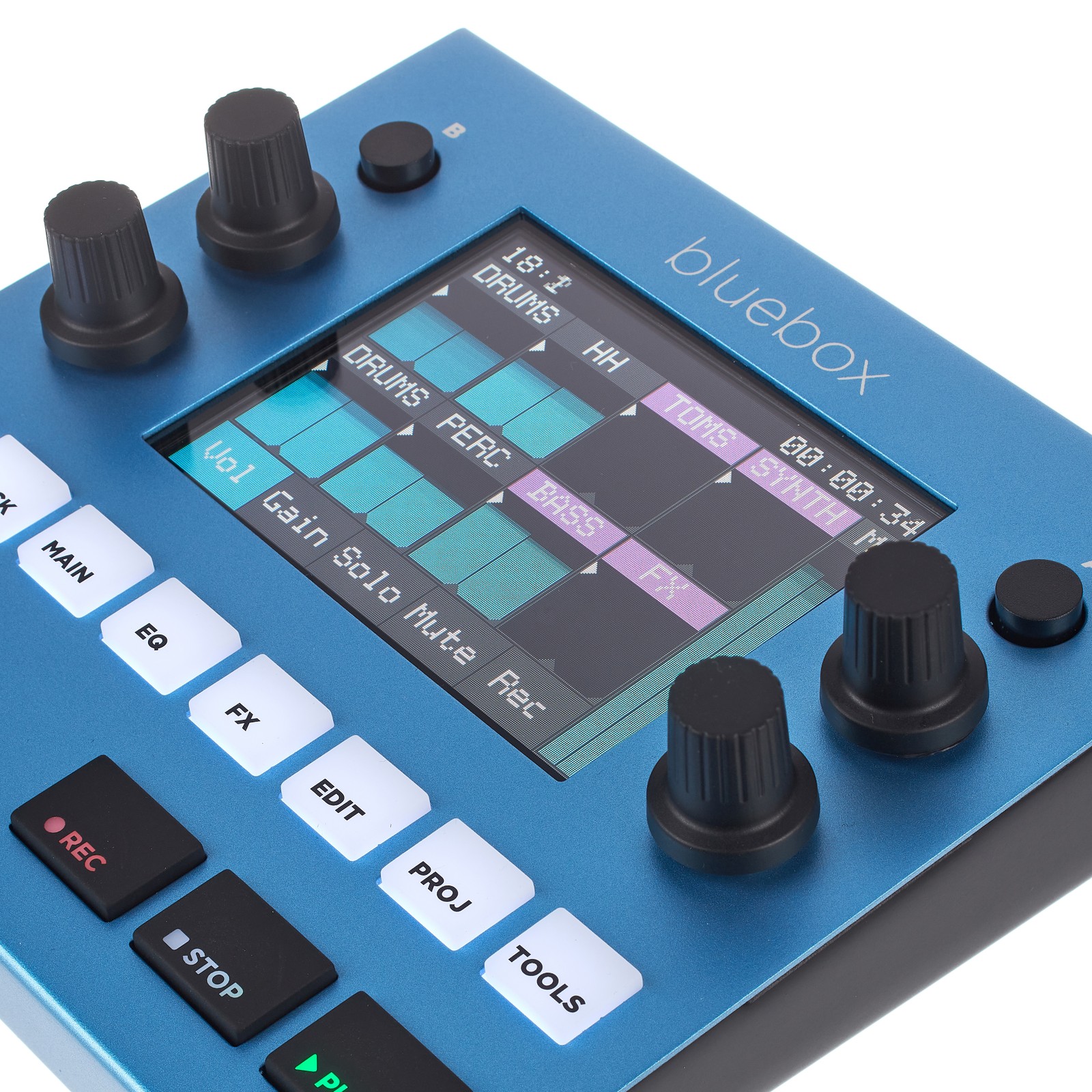 Display am 1010music bluebox 12-Kanal Audio Mixer und Recorder