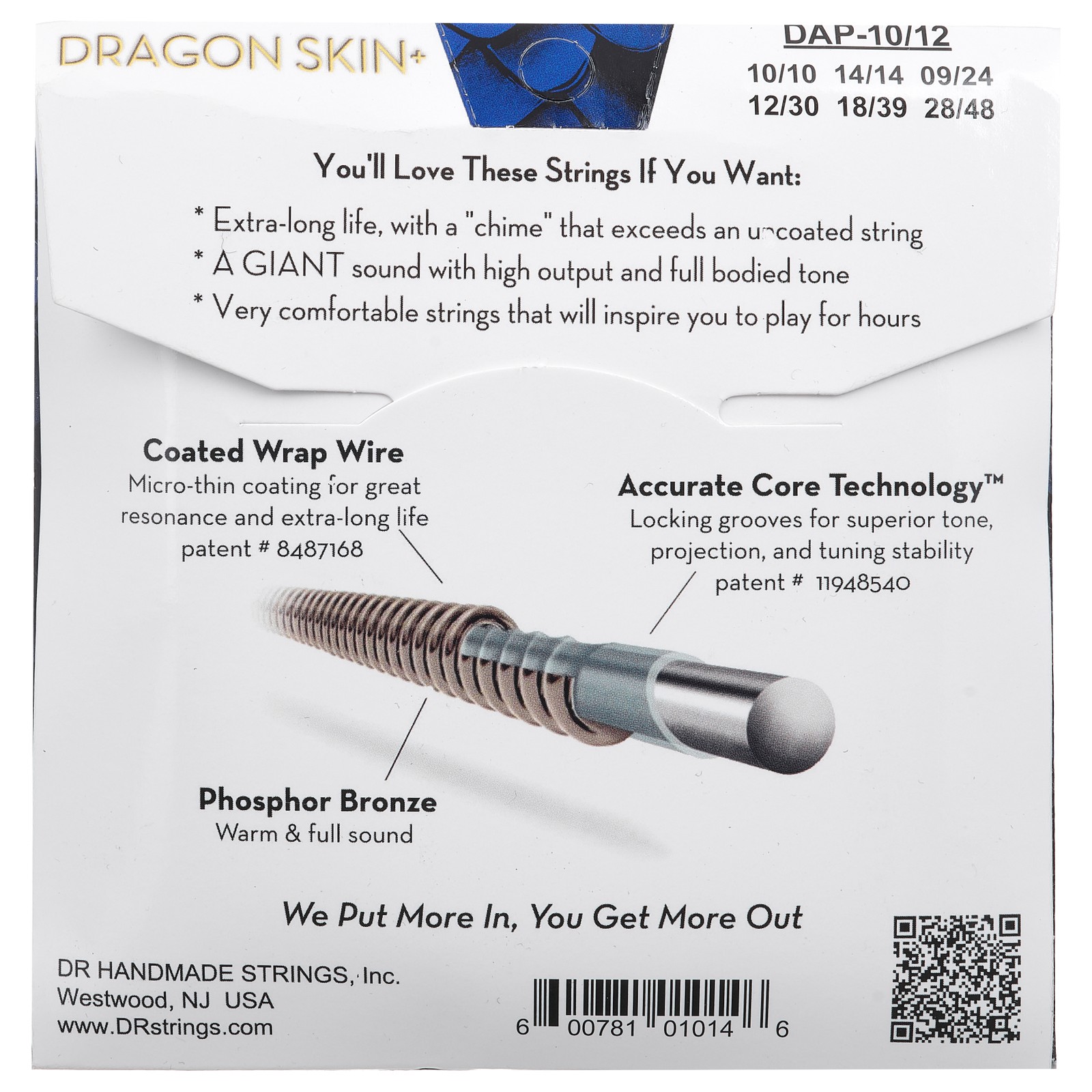 Packaging of the DR Strings Dragon Skin+ DAP-10/12 Coated