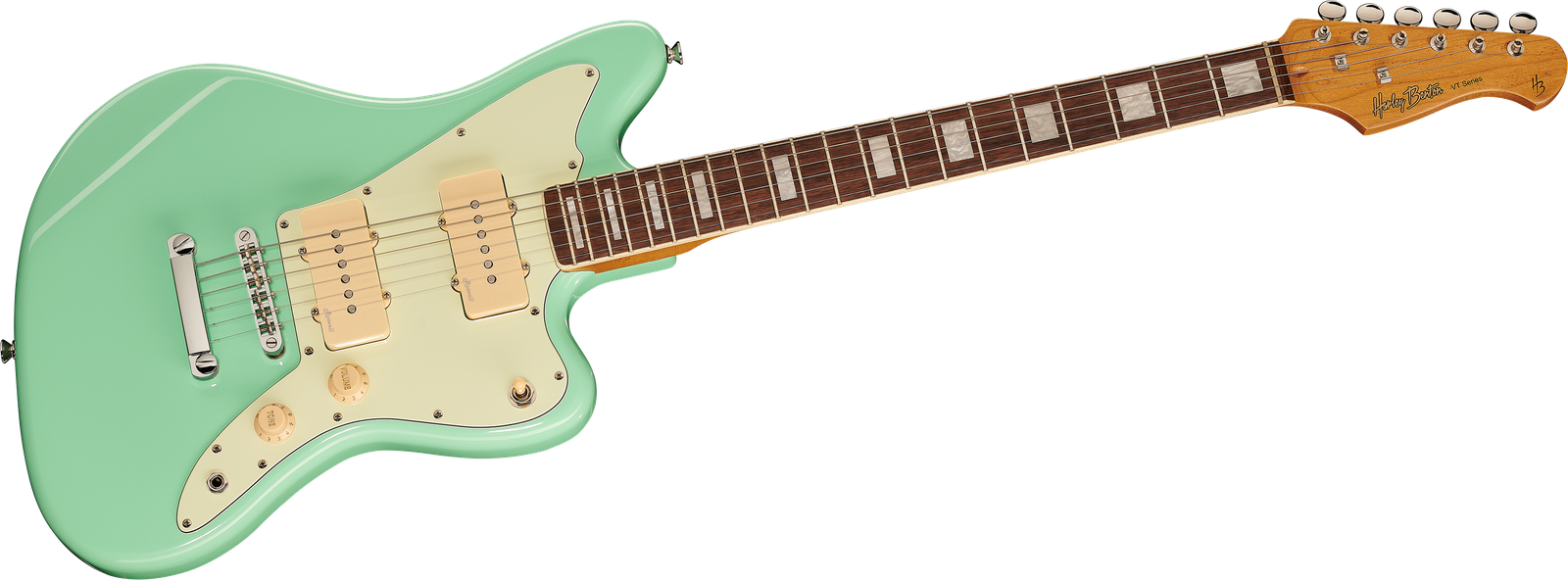 E-Gitarre Harley Benton JA-60CC Seafoam Green von vorne