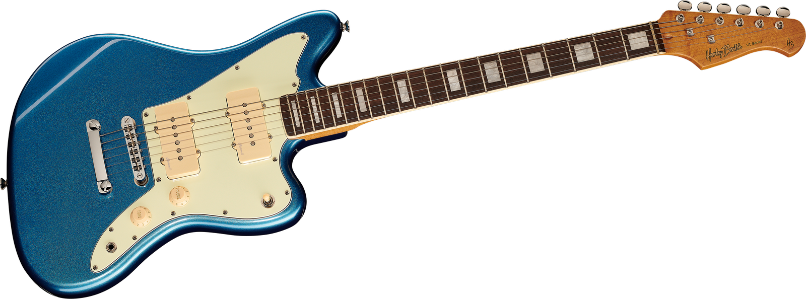 E-Gitarre Harley Benton JA-60CC Lake Placid Blue von vorne