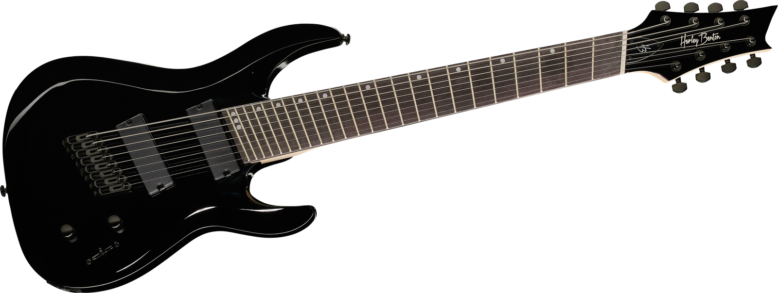 8-saitige E-Gitarre Harley Benton R-458BK Fanfret von vorne