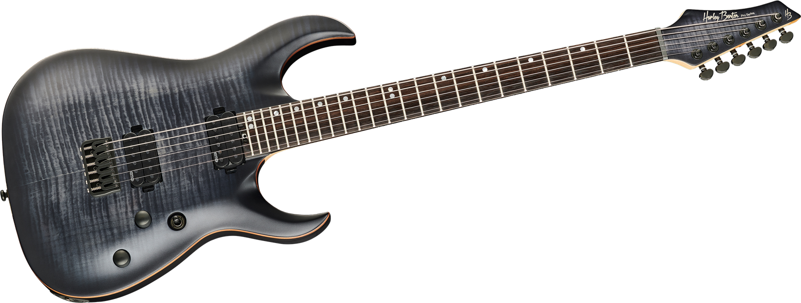 Bariton E-Gitarre Harley Benton Amarok-BT BKNT Flame Burst von vorne
