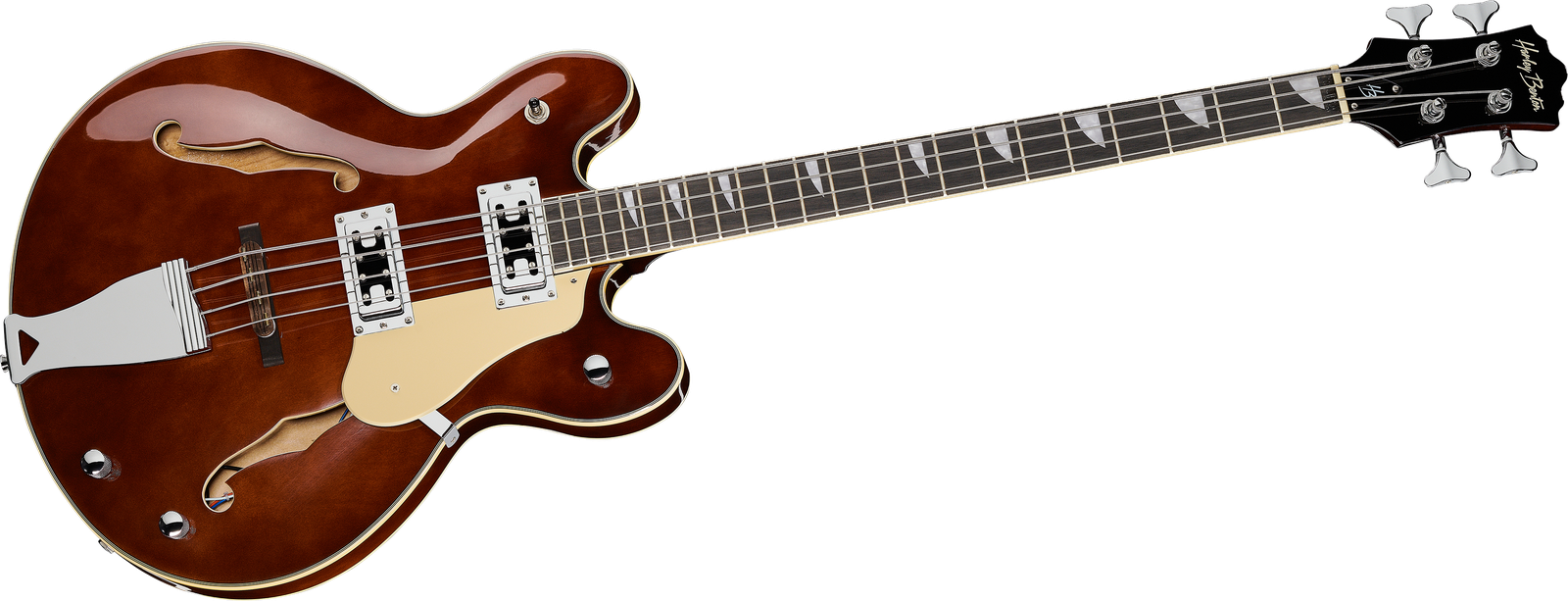 Harley Benton HB-60 WB semi-acoustic electric bass, front view