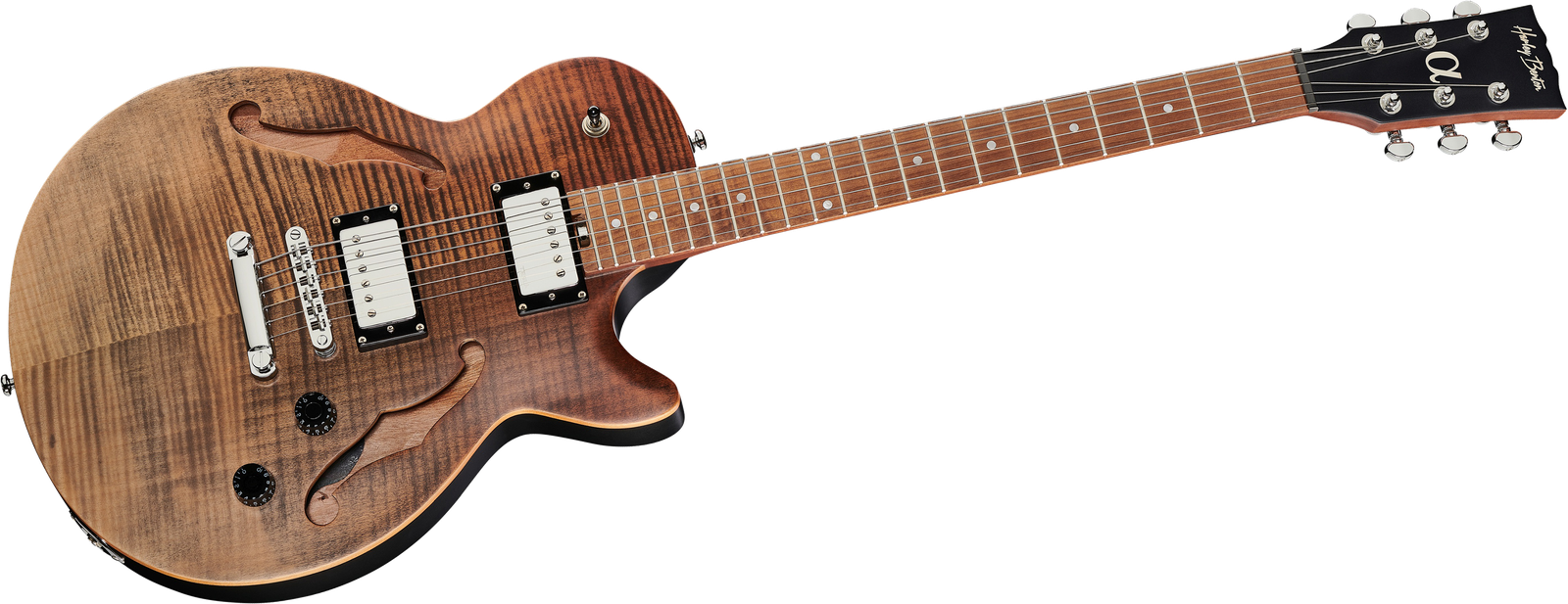 Semiakustik E-Gitarre Harley Benton Aeolus Frost Flame von vorne