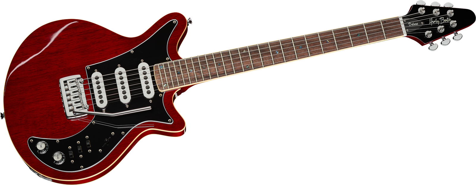 Guitarra Harley Benton BM-75 Trans Red Deluxe vista frontal