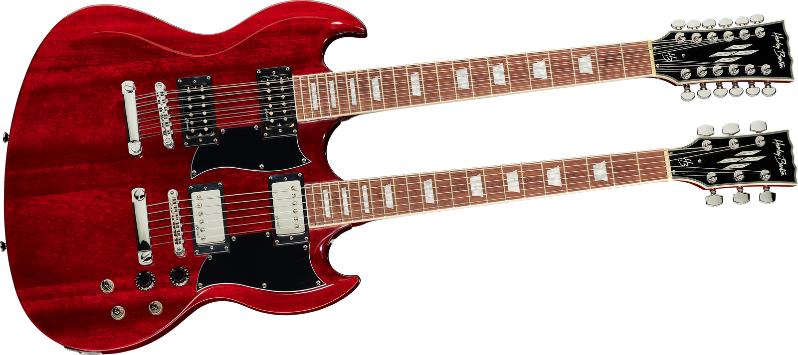 Guitare électrique à deux manches Harley Benton DC-Custom 612 Cherry