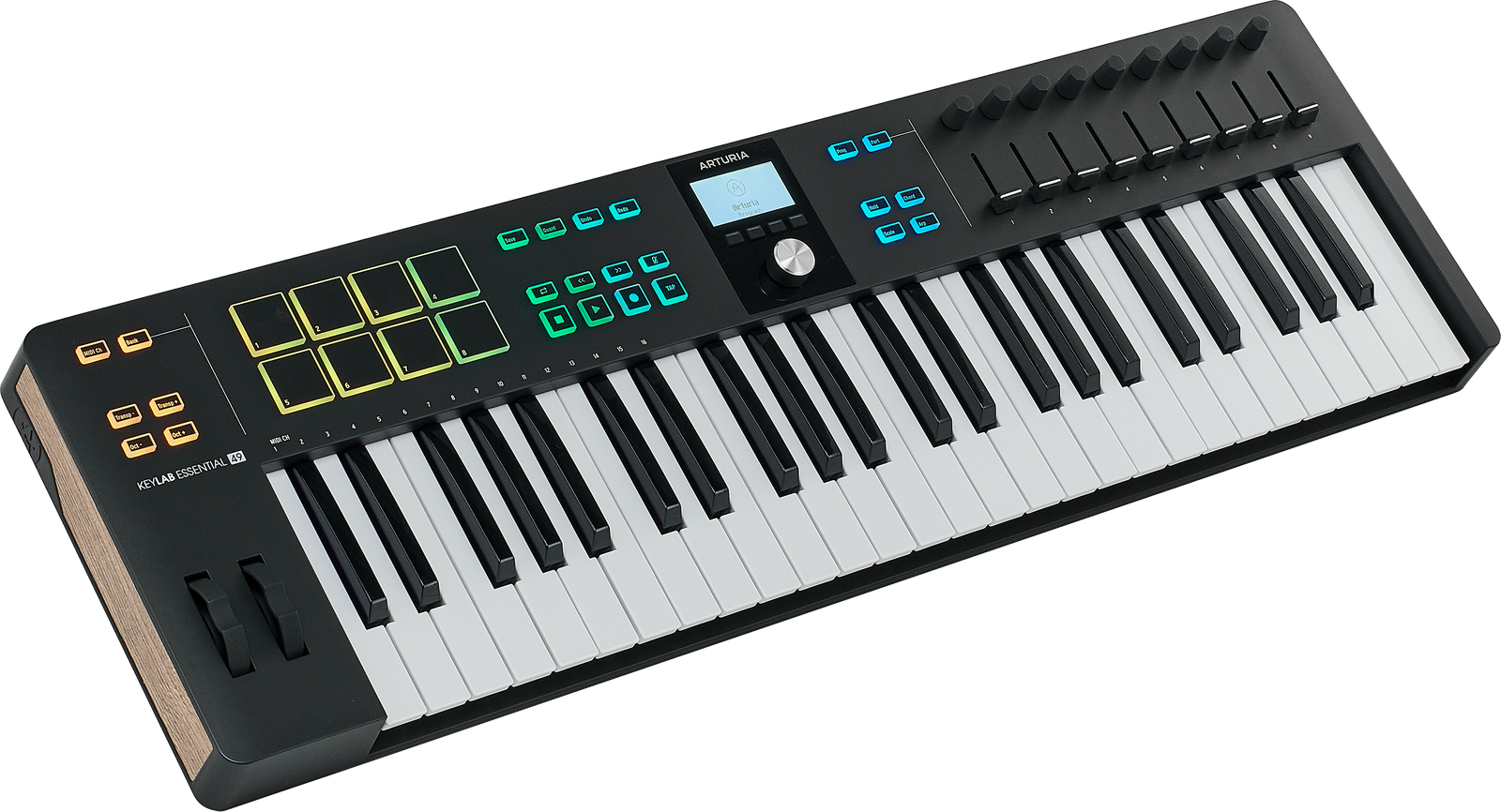 Front view of the Arturia KeyLab Essential 49 MK3 Black