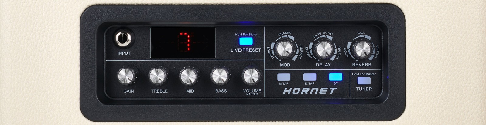 Boutons rotatifs sur la face supérieure du Hornet White 30W Modeling Amp de Mooer