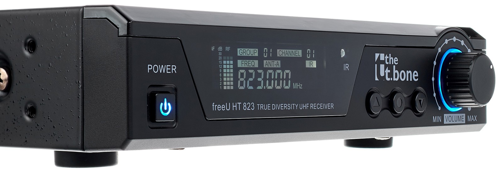 Eingeschalteter Empfänger des the t.bone freeU HT 823 