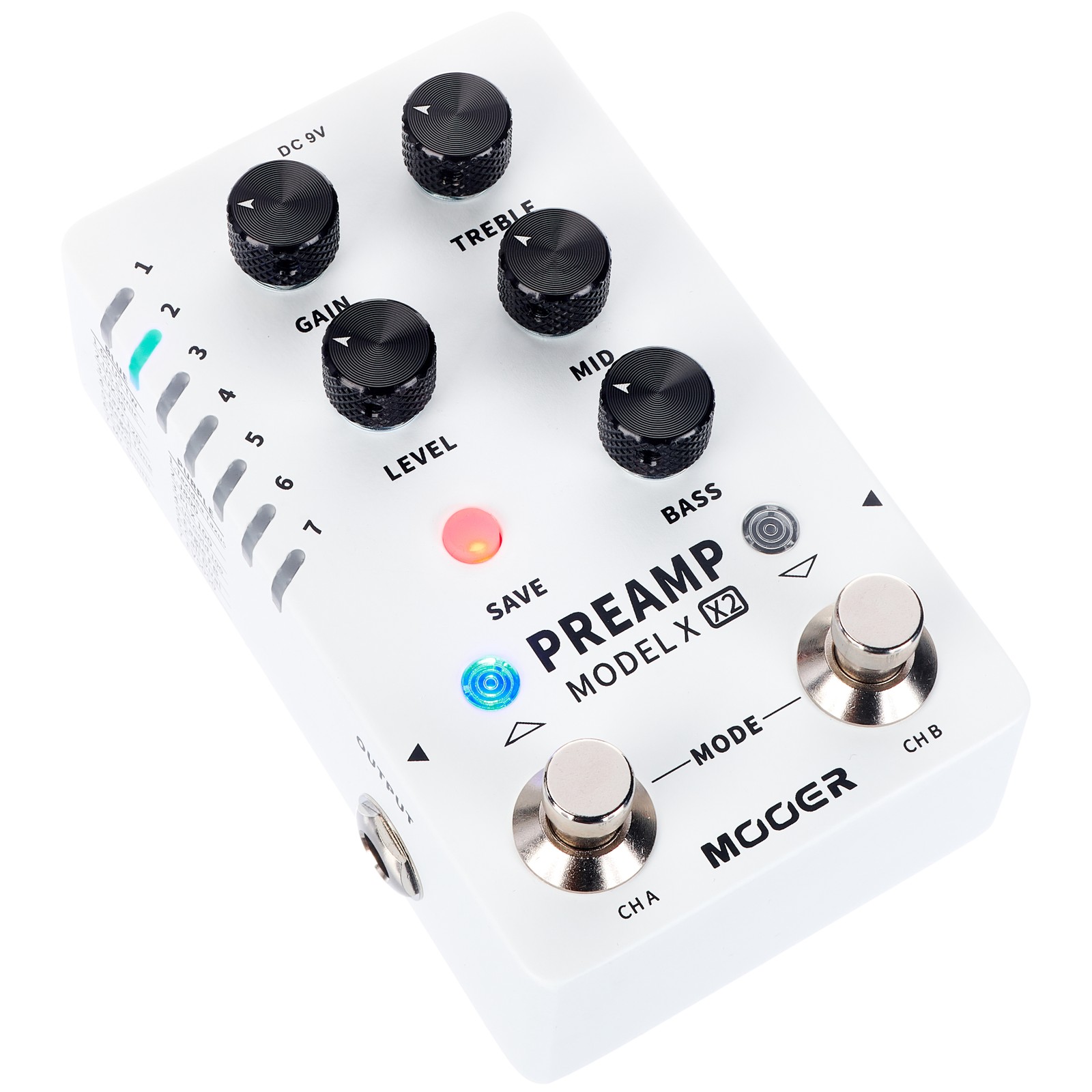 Mooer Preamp Model X2 complete front view from left