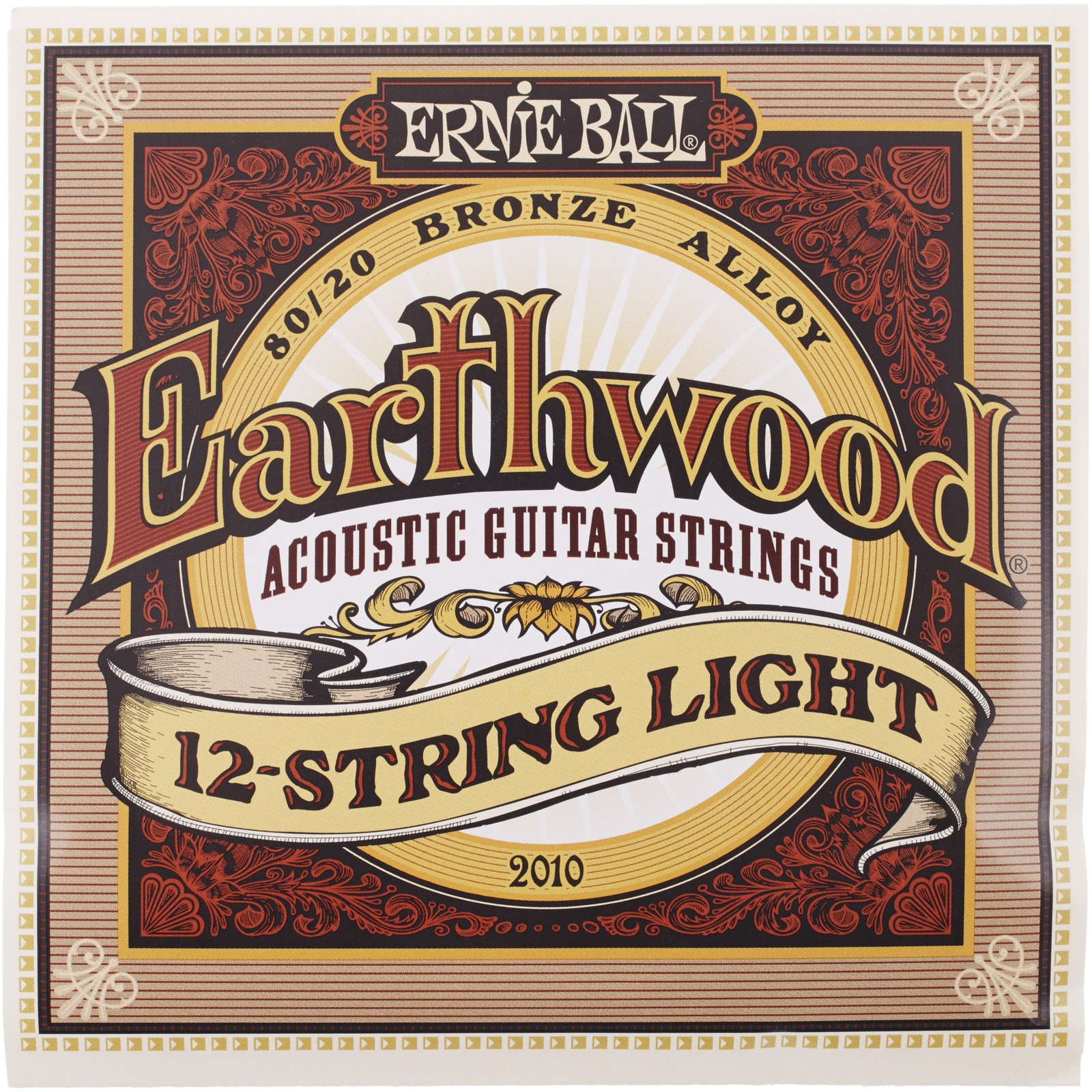 Ernie Ball 2010 Earthwood Bronze Jeu de 12 cordes Pour guitare acoustique