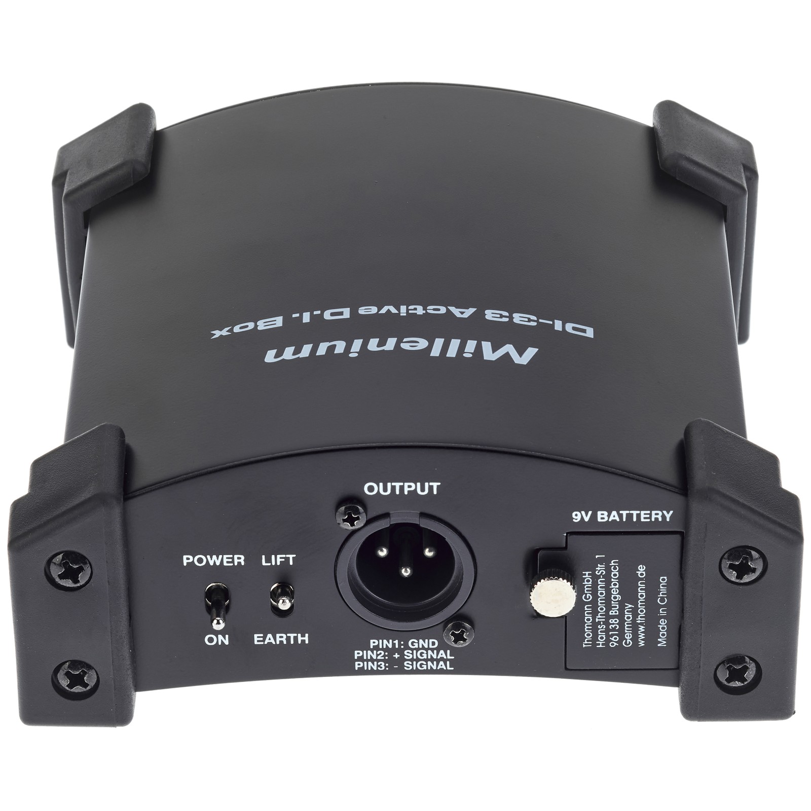 Millenium DI-33 Active DI-Box Anschlüsse Rückseite