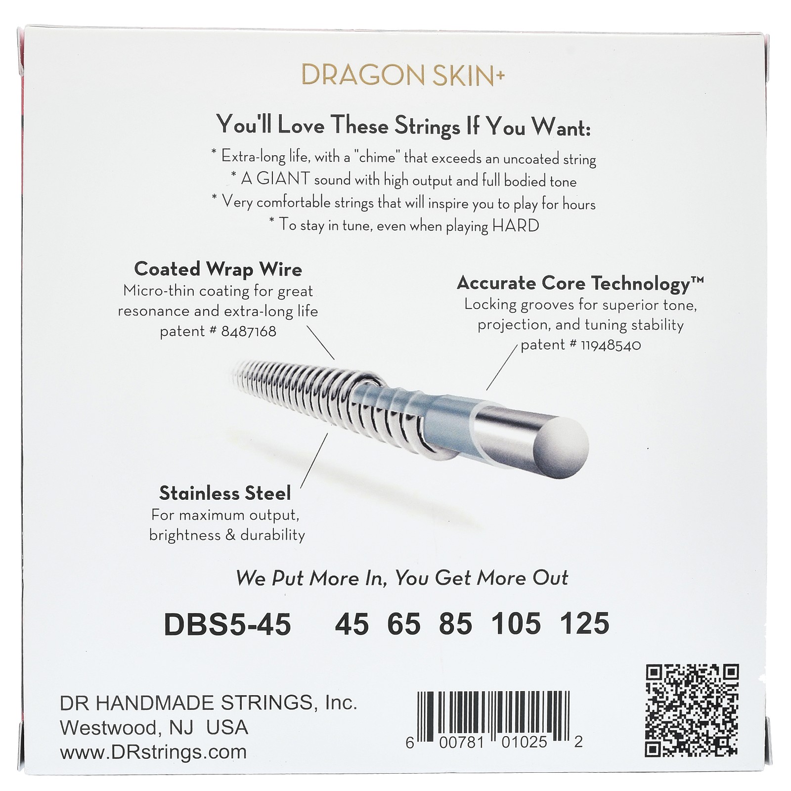 Packaging of the DR Strings Dragon Skin+ DBS5-45 Coated