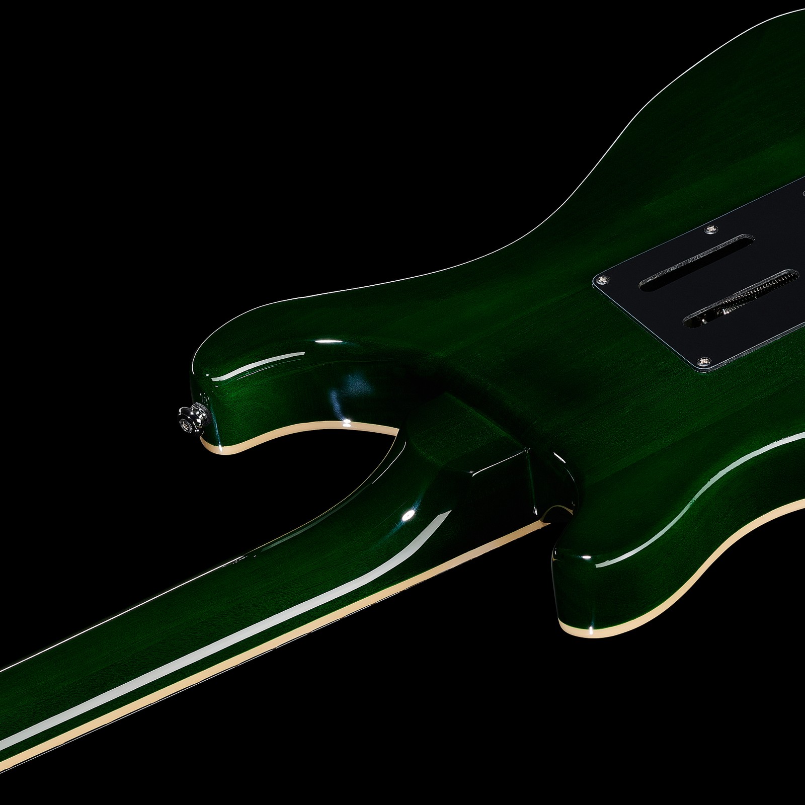 Harley Benton CST-24T Emerald Flame von hinten mit eingeleimtem Hals
