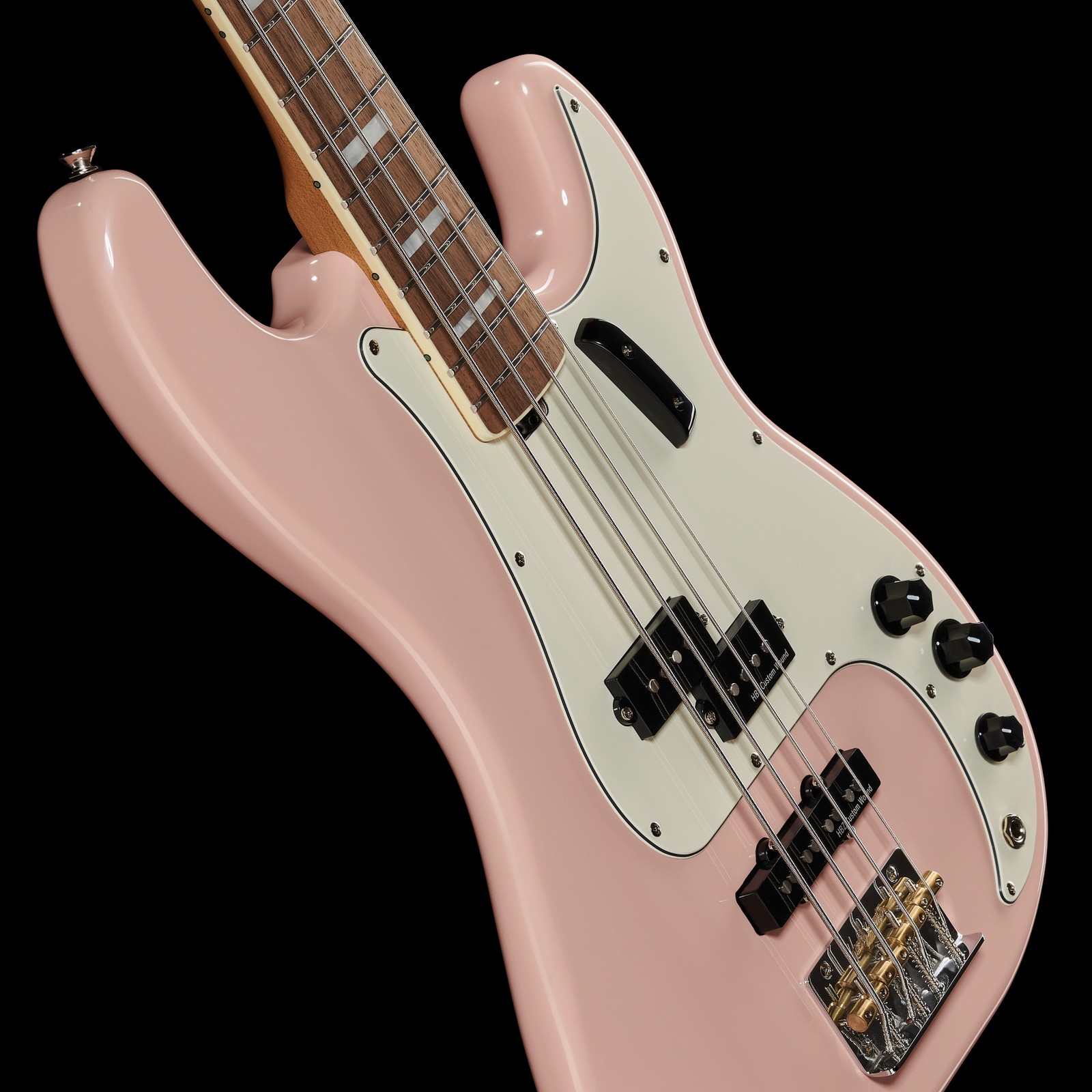 Erle Korpus der rosa Bassgitarre Harley Benton MV-4PJ Shell Pink