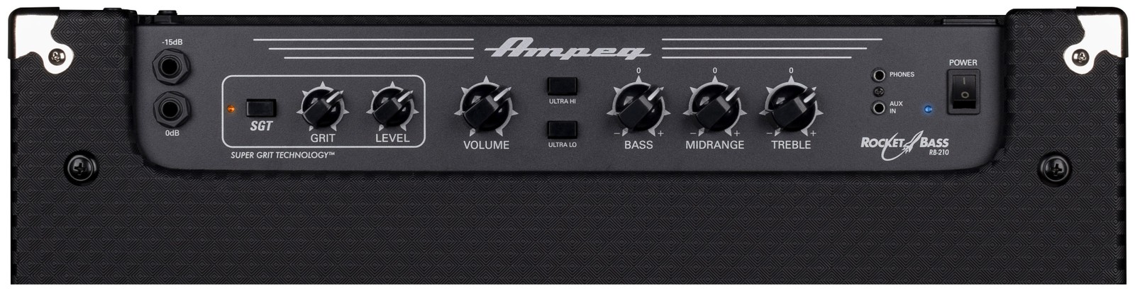 Regler und Anschlüsse auf der Oberseite des Ampeg RB-210 II