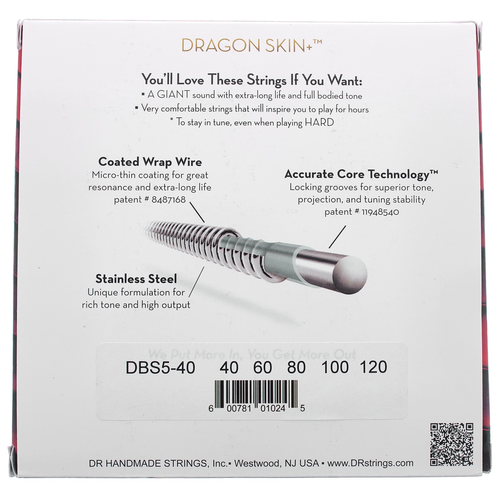 Verpackung der DR Strings Dragon Skin+ DBS5-40 Coated