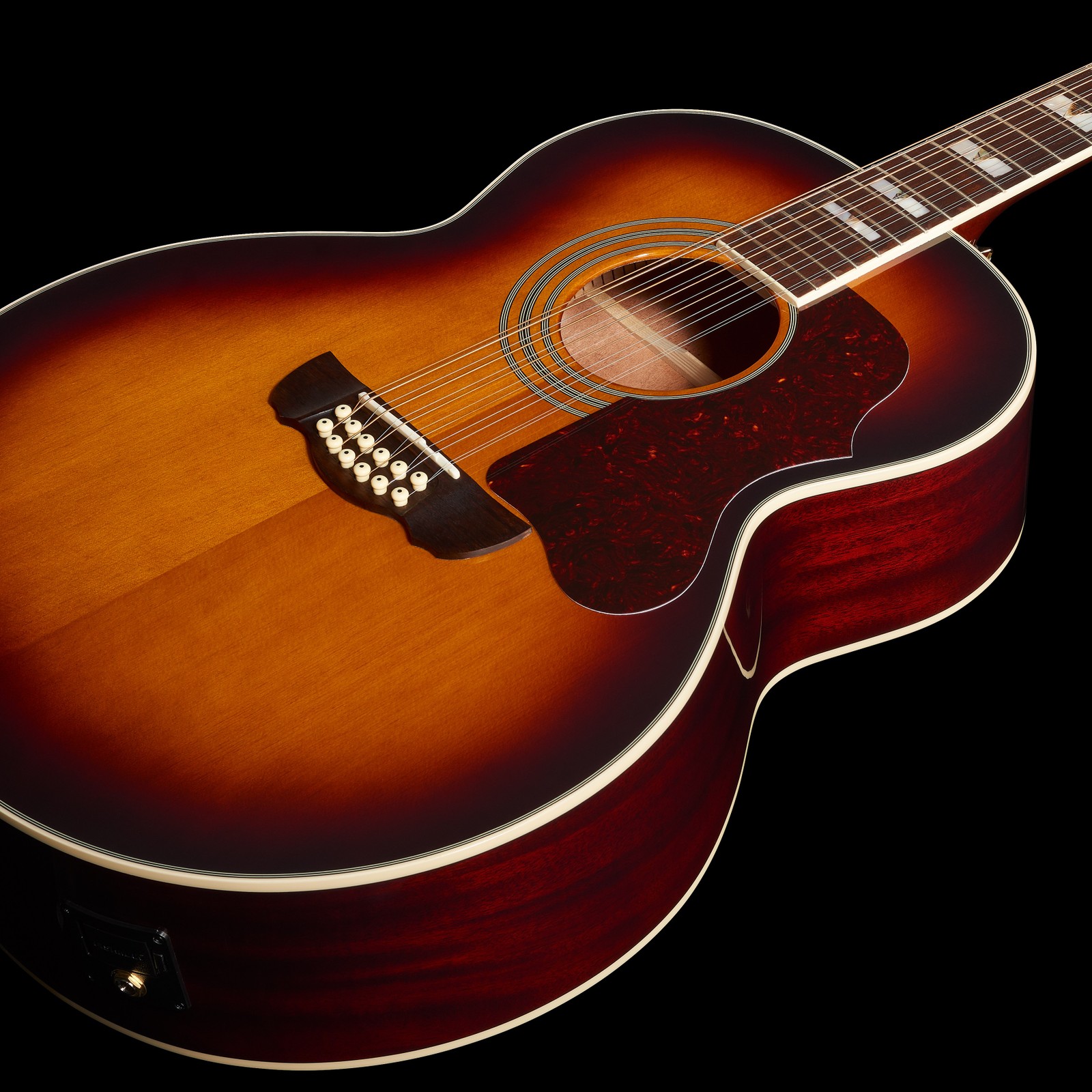 Top of the Harley Benton Custom Line CLJ-412E SB 12-string acoustic guitar with pickup
