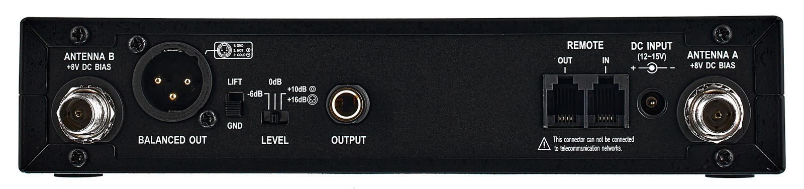 Rückseite des Mipro ACT-515 mit Anschlüssen