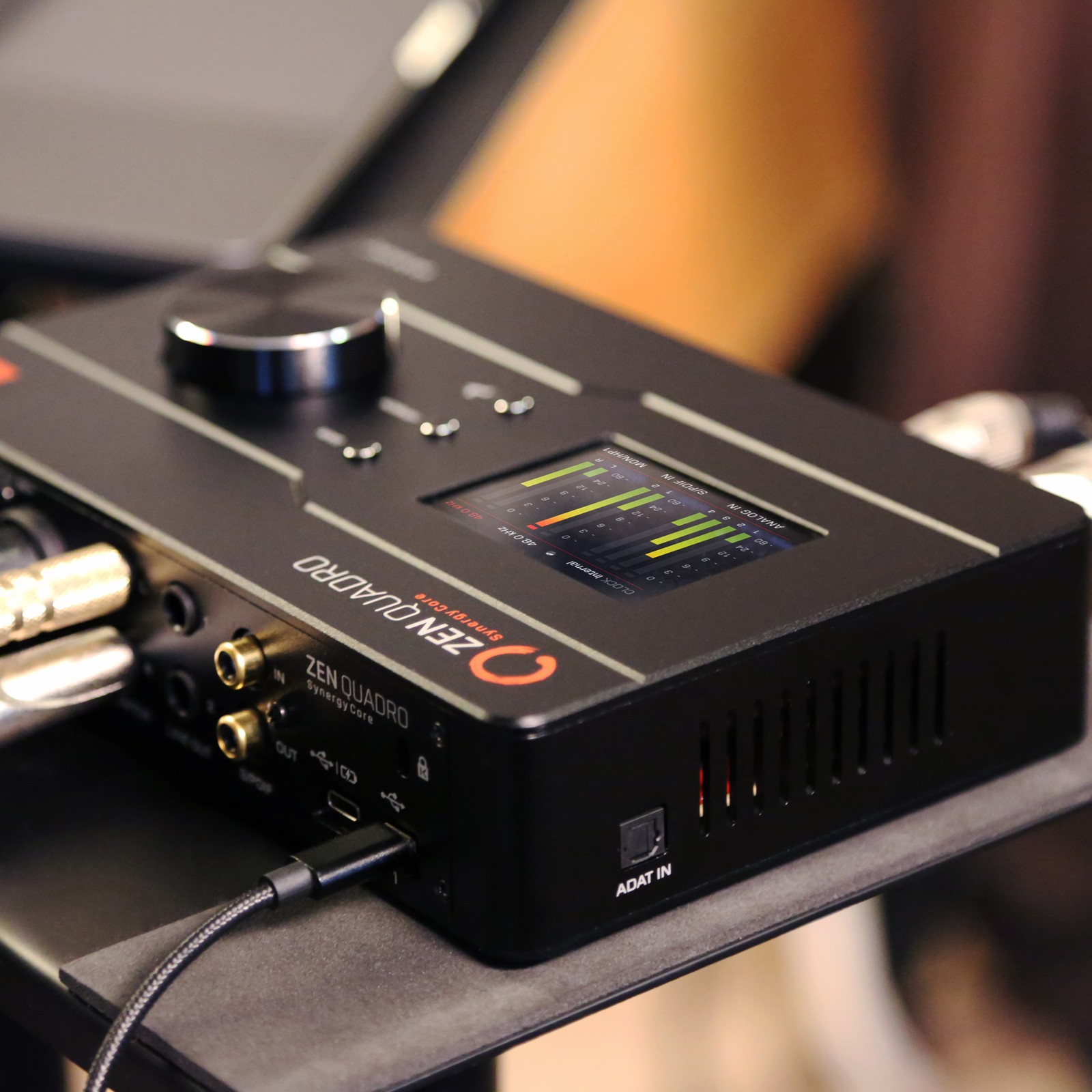 Antelope Zen Quadro Synergy Core with EQ display and connected cables