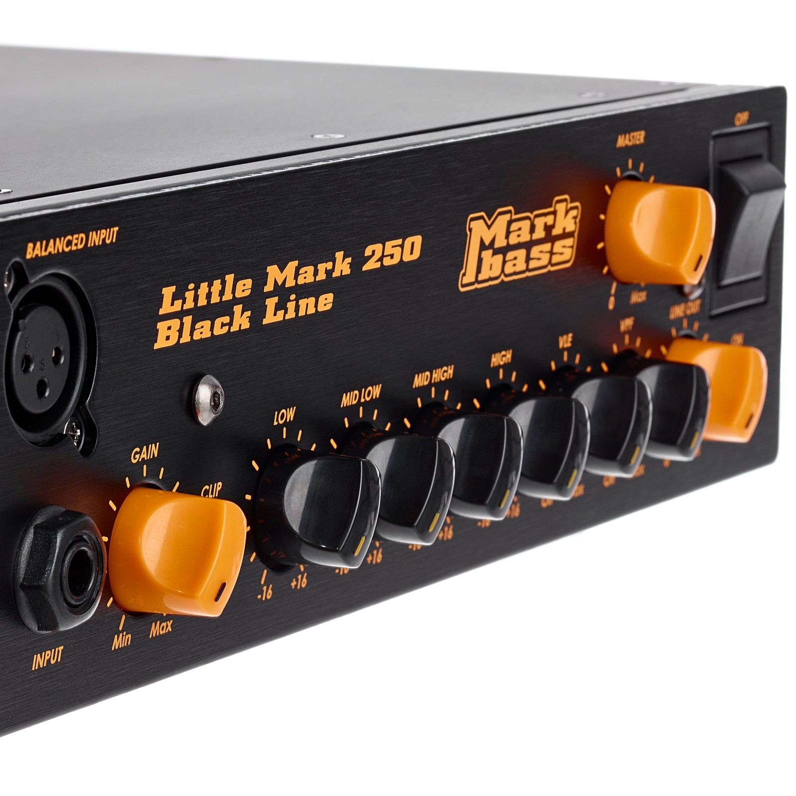 Regler des Markbass Little Mark 250 Black Line Topteil für E-Bass