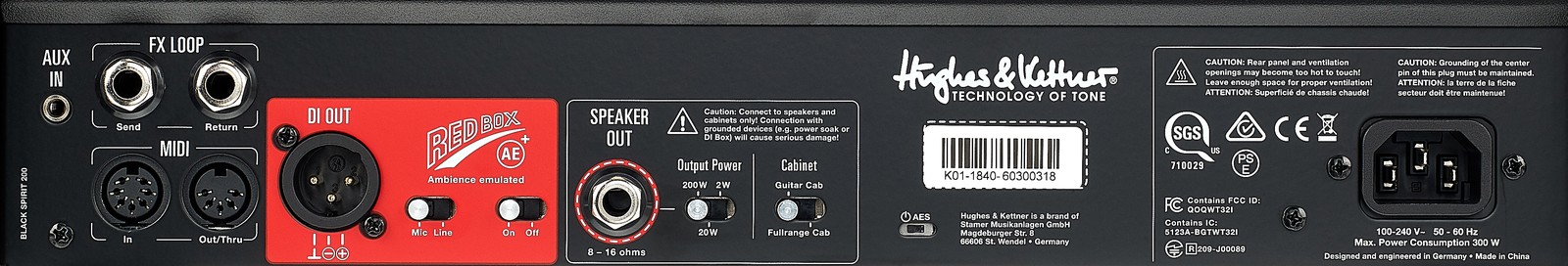 Hughes&Kettner Black Spirit 200, Rückseite