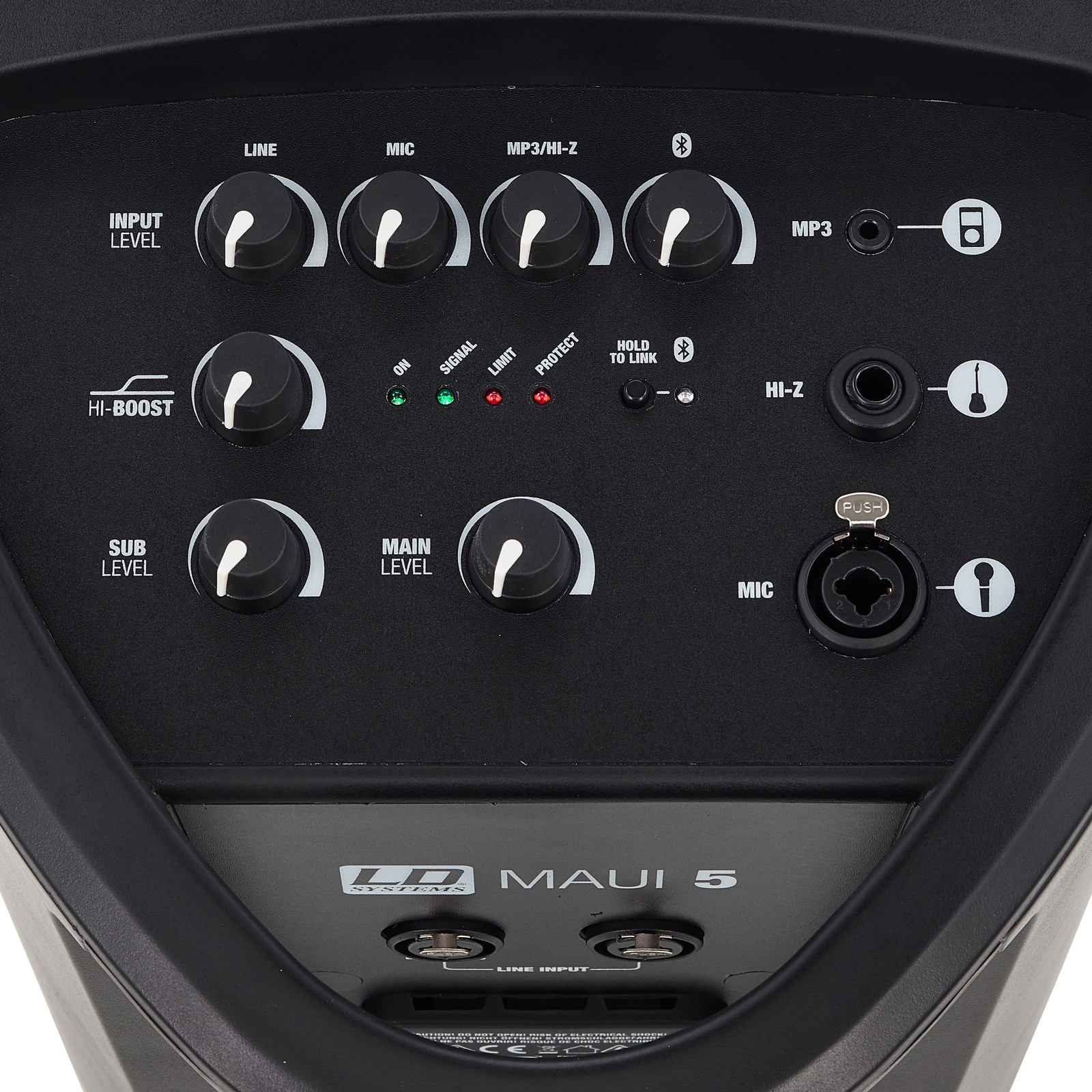 LD Systems Maui 5 Steck-PA, Regler und Anschlüsse