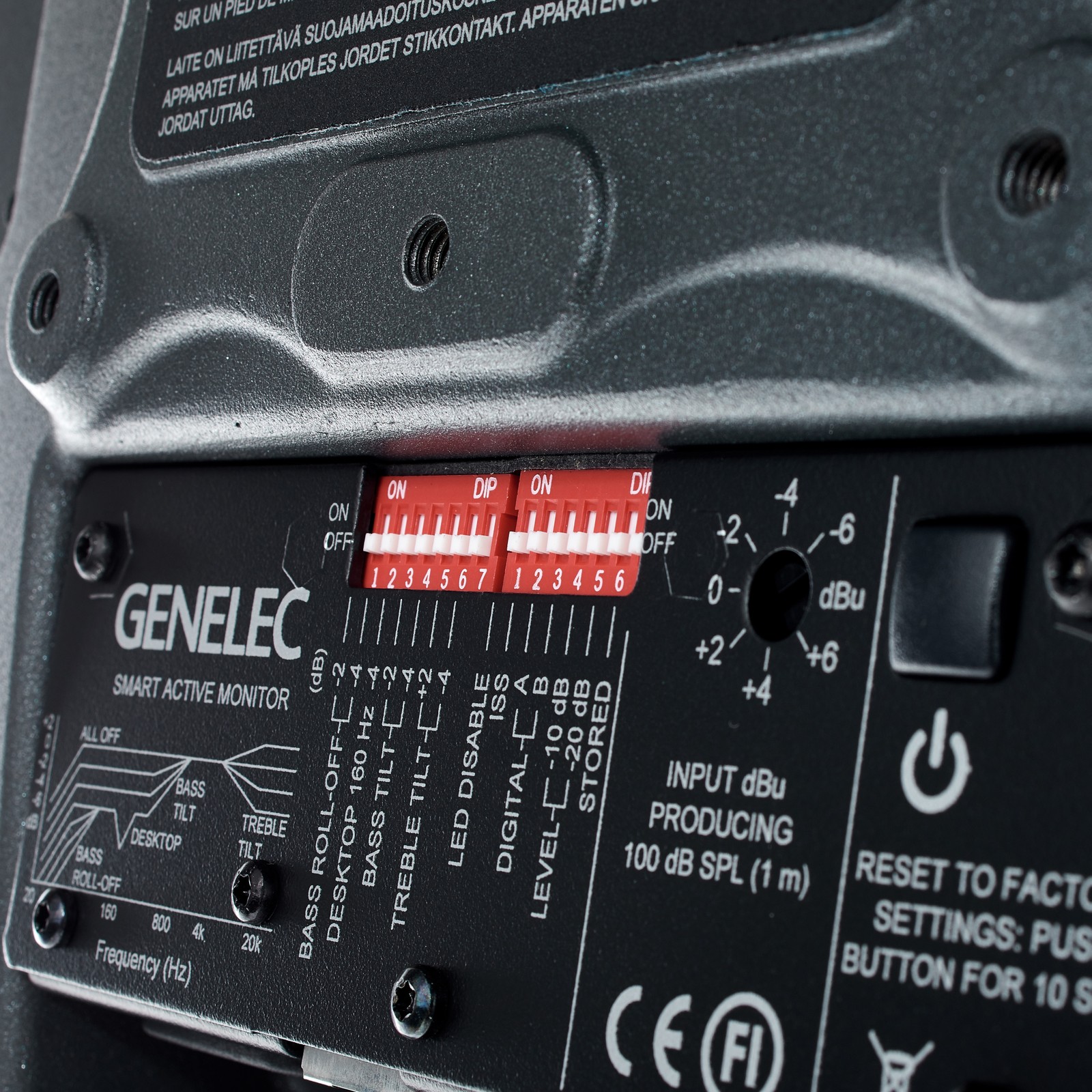 Back of the Genelec 8350 APM, complete with connections