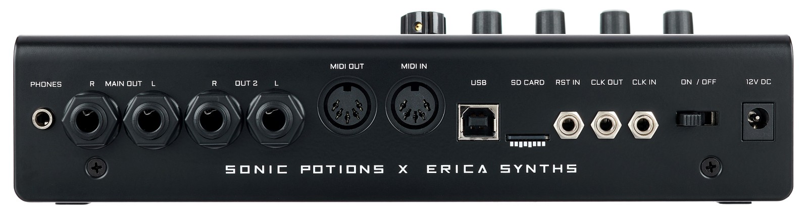 Rear view of the Erica Synths Drum Synthesizer LXR-02