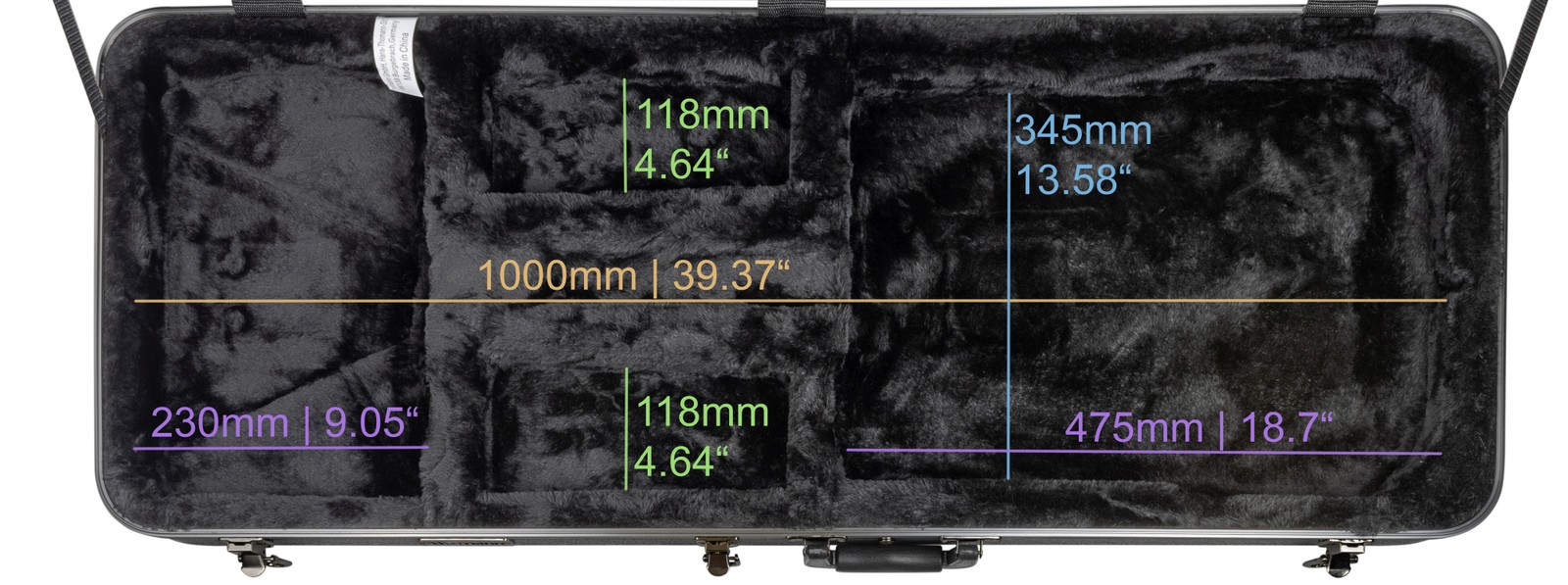 Internal dimensions of the Thomann E-Guitar Case ABS