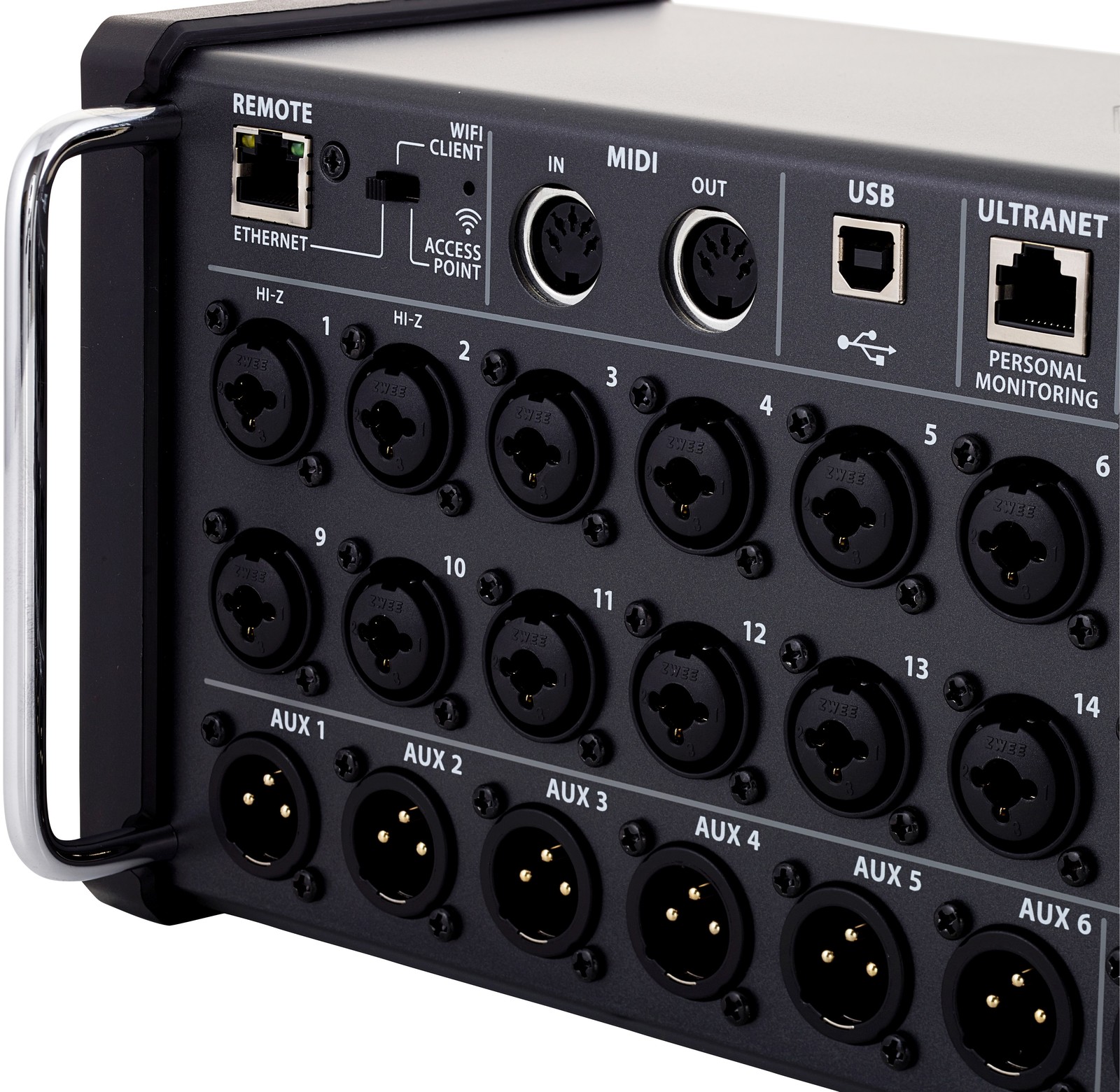 Closeup of the Behringer X Air XR18 18-Channel Digital Mixer