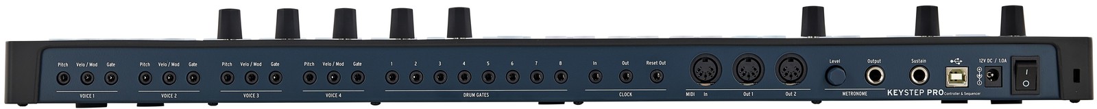 Anschlüsse auf der Rückseite des Arturia Keystep Pro Black Edition