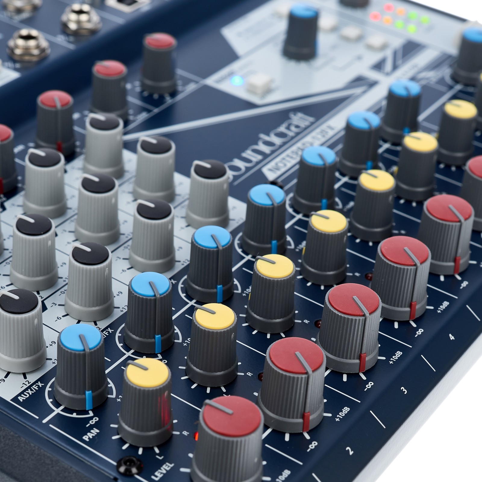 Tone controls on the mono channels of the Soundcraft Notepad-12FX