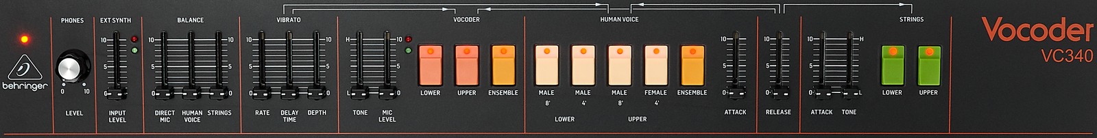 Behringer Vocoder VC340, Front