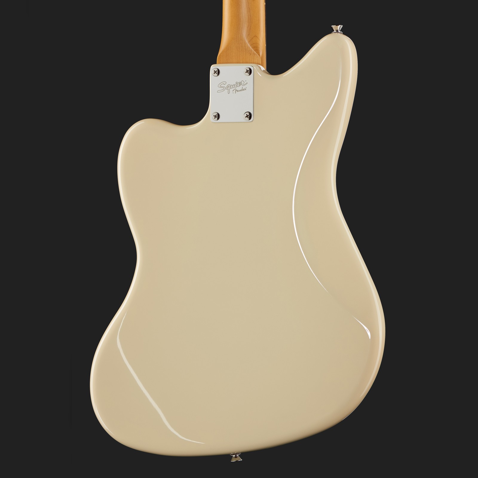 Geschraubter Hals am creme weißen Korpus der Squier J.Mascis Jazzmaster