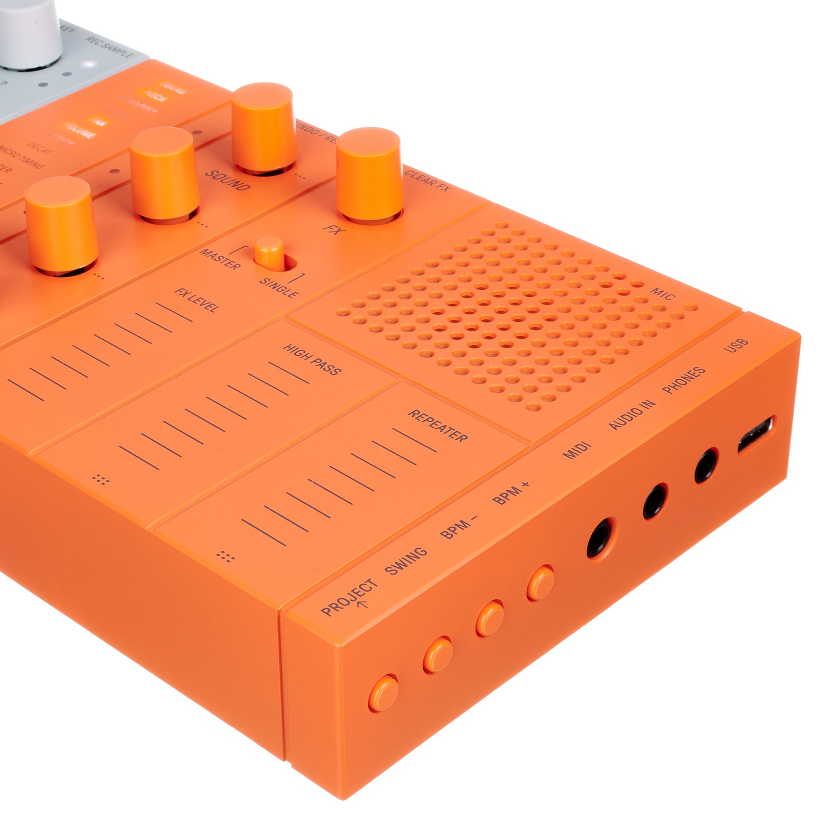 Yamaha SEQTRAK Orange Bedienelemente und Anschlüsse rechte Seite