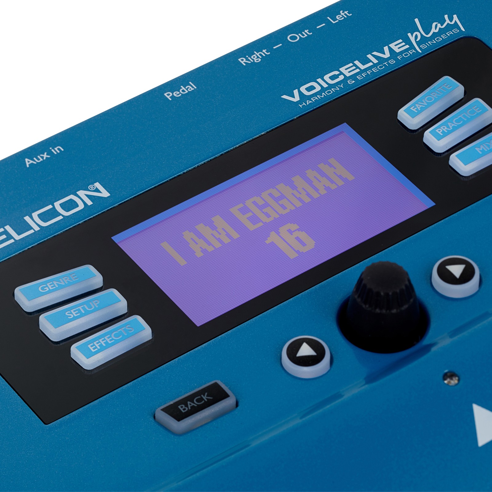 Pantalla del pedal de efectos y armonía vocal TC Helicon VoiceLive Play