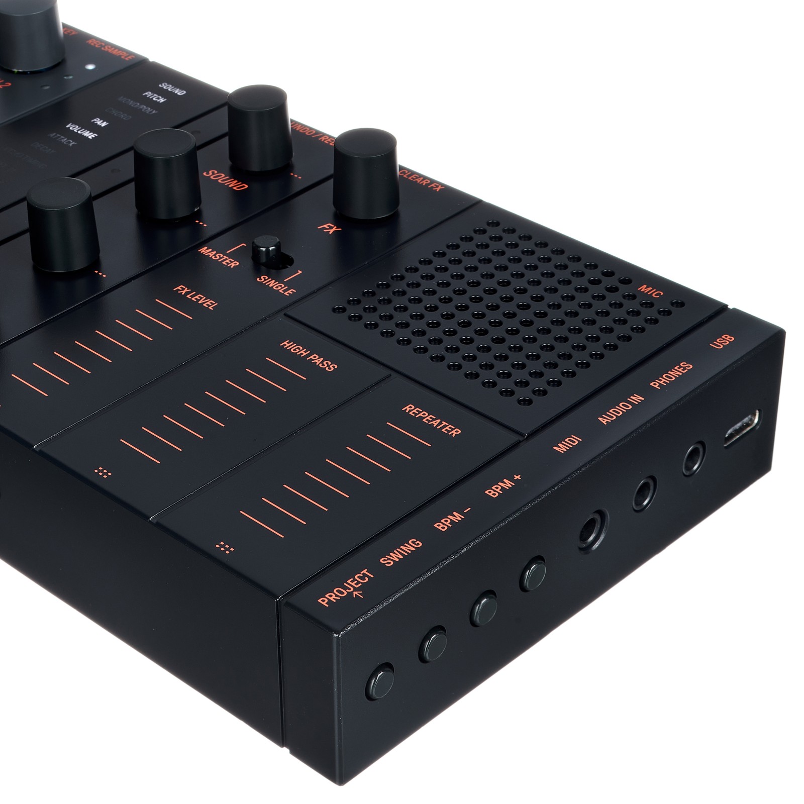 Yamaha SEQTRAK Black Bedienelemente und Anschlüsse rechte Seite
