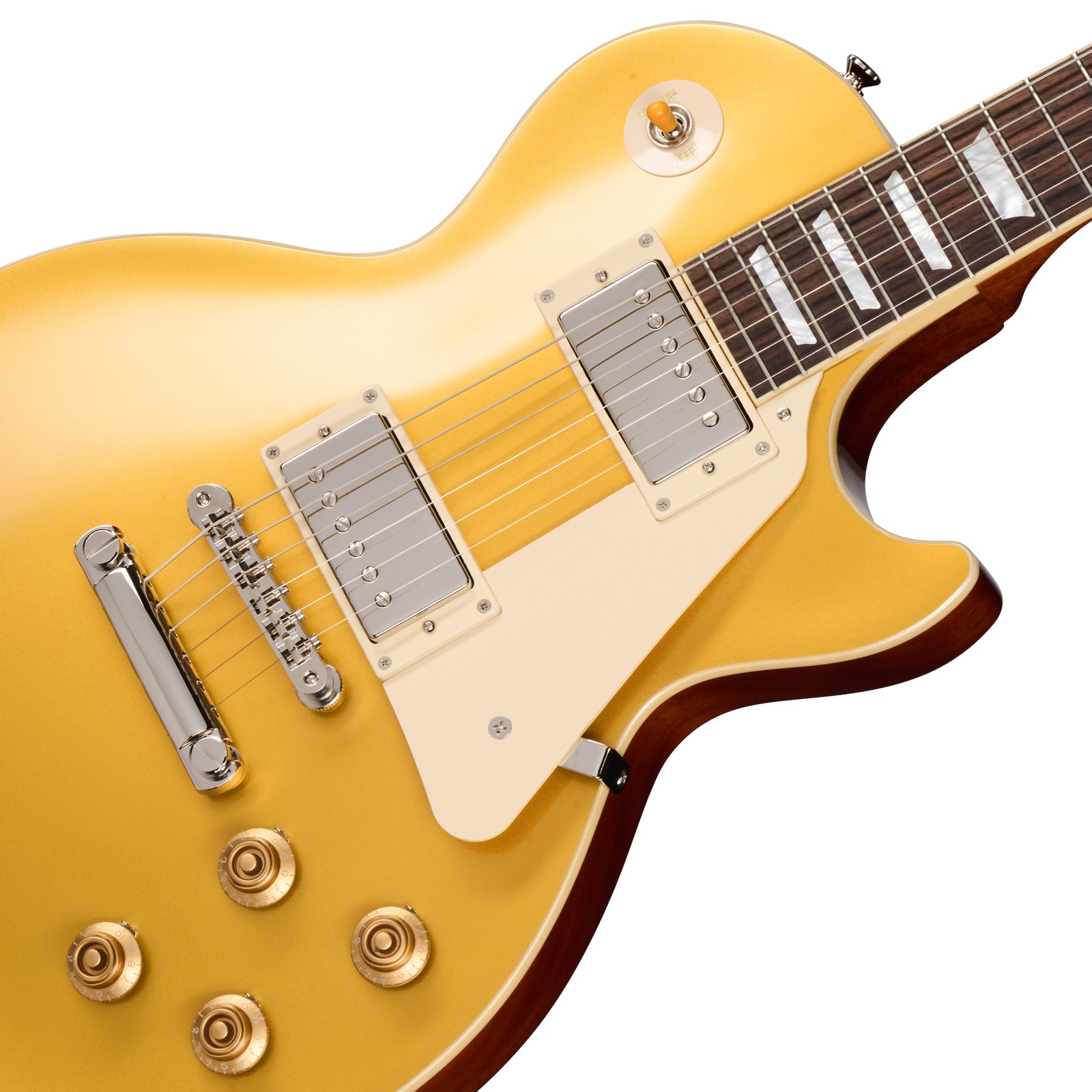 Custombucker pickups of the Epiphone 1957 Les Paul Goldtop DG Electric Guitar